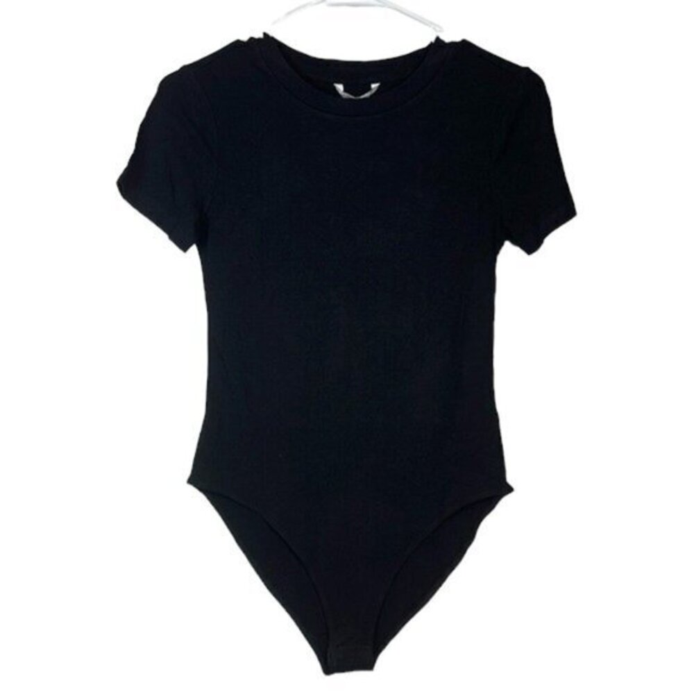 Mango Pop Black Cotton Tee Bodysuit Size Small NWT #0462-AZ